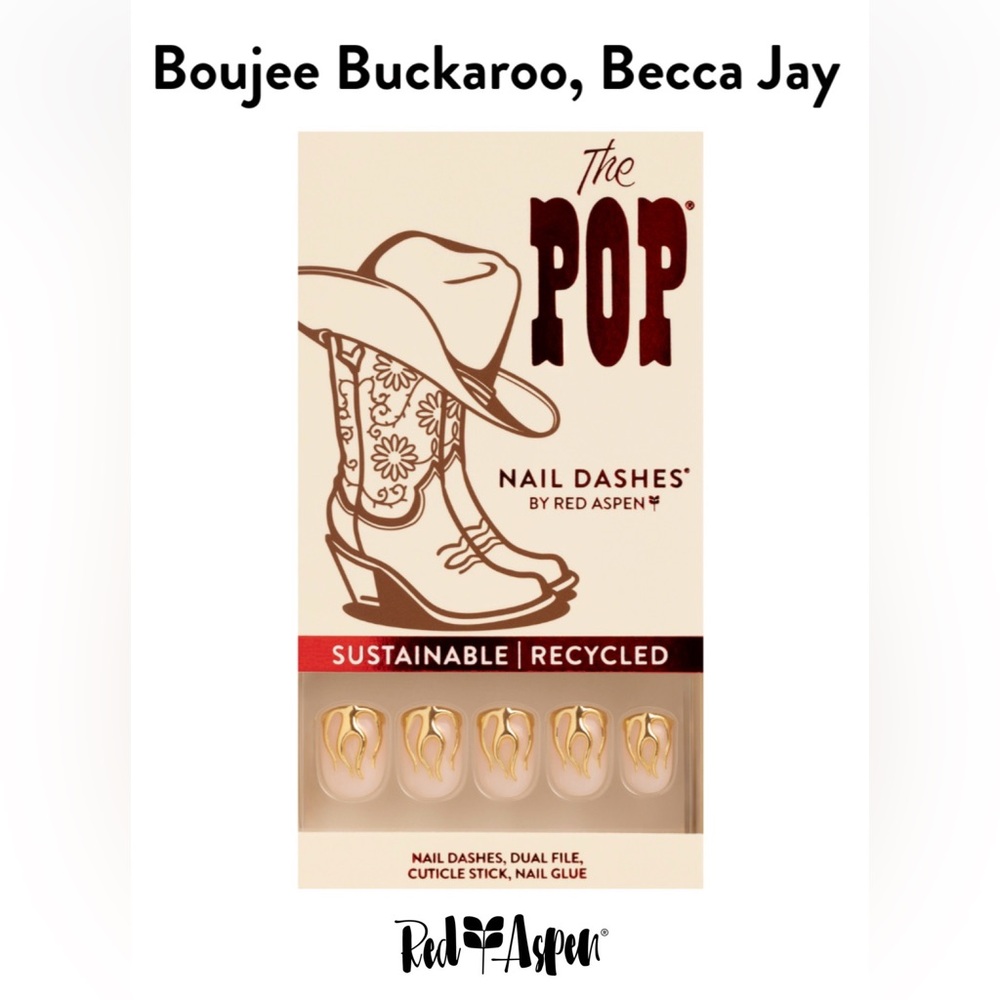 Red Aspen Nail Dashes - Boujee Buckaroo, Becca Jay short square 3D B6f